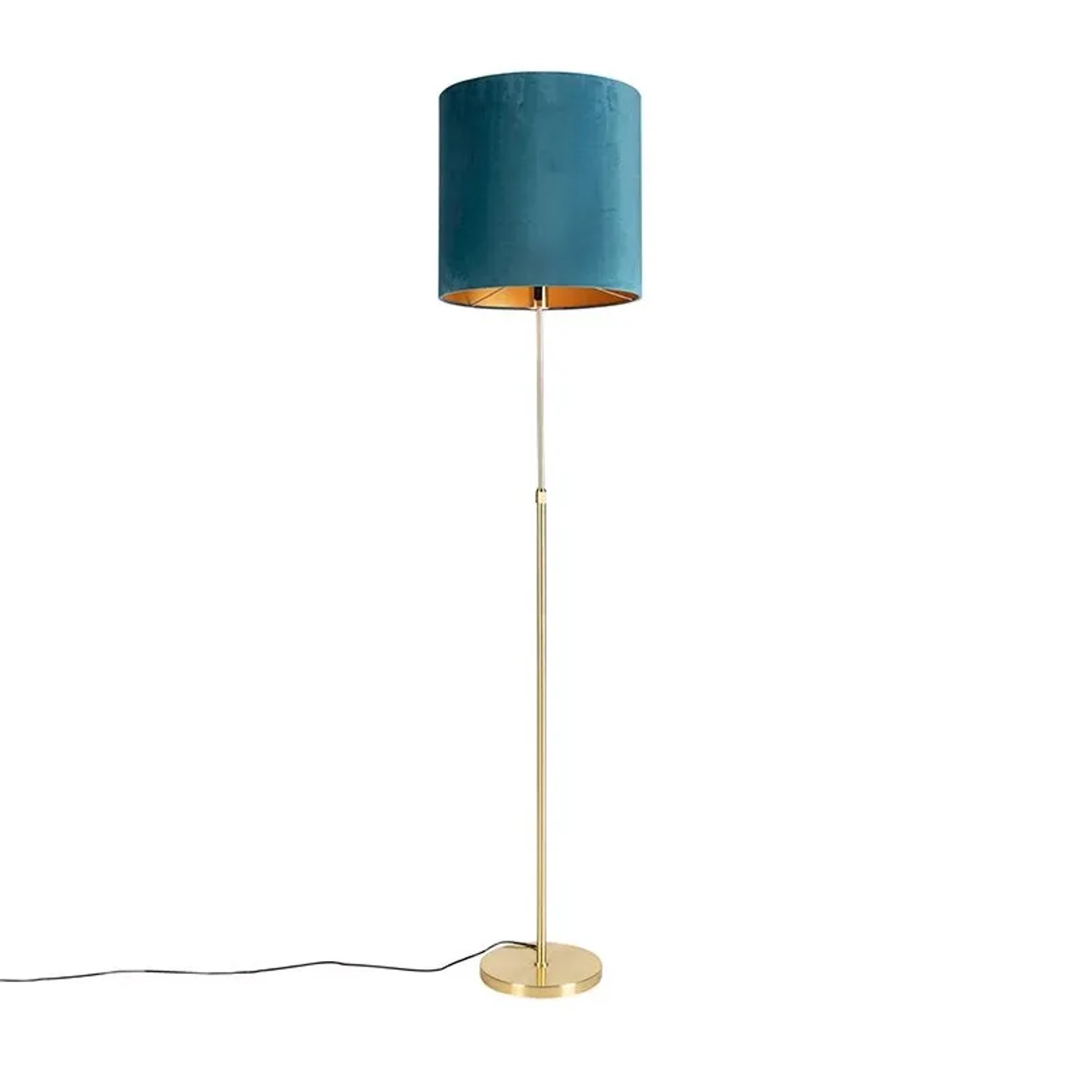 QAZQA Stehleuchte Gold   Messing mit Veloursschirm Blau 40 40 cm Parte