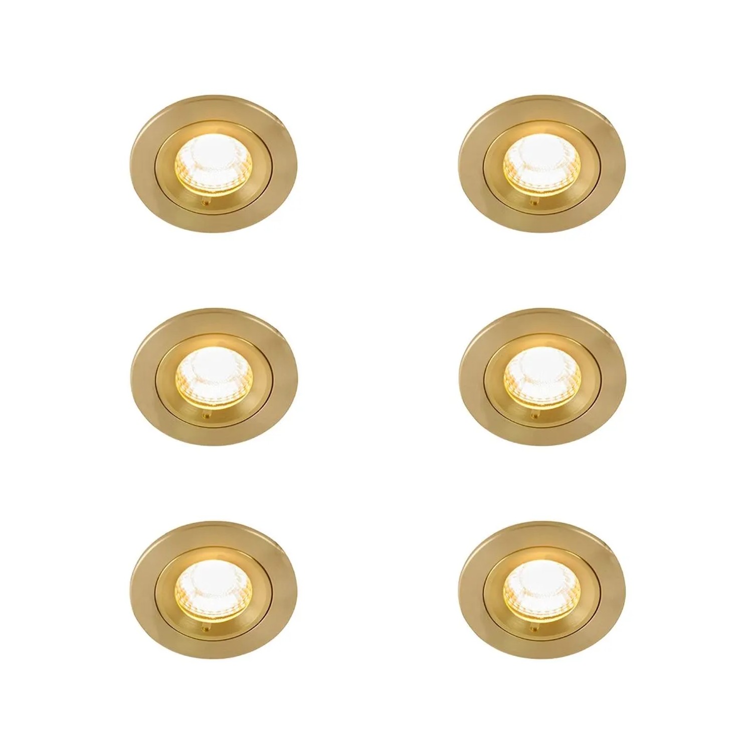 QAZQA Set mit 6 Modernen Einbaustrahlern Gold Rund IP44 Xena