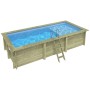 ALTANKA Holzpool Aqua 6,1x2,85 Höhe 1,31 m HELLBLAU mit Liegefläche mit am Beton Verschraubten Stützen BAS7307OSPL+PLA307