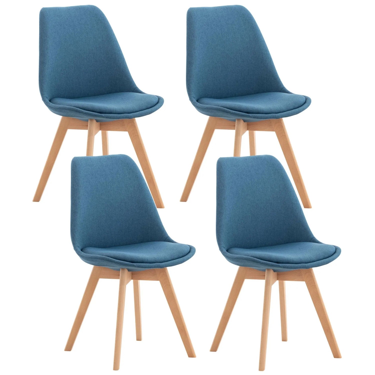 CLP 4er Set Esszimmerstuhl Linares blau/Stoff