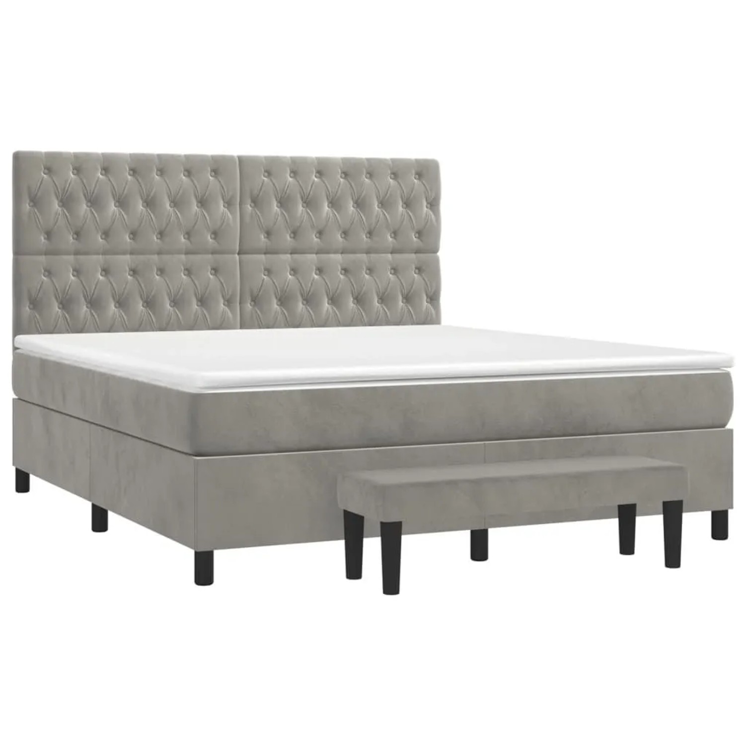 vidaXL Boxspringbett mit Matratze Hellgrau 180x200 cm Samt 3138037 günstig online kaufen