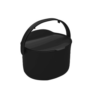 Schwarzer Skaza Organko Daily Biomülleimer aus Kunststoff mit Deckel und Tragegriff.