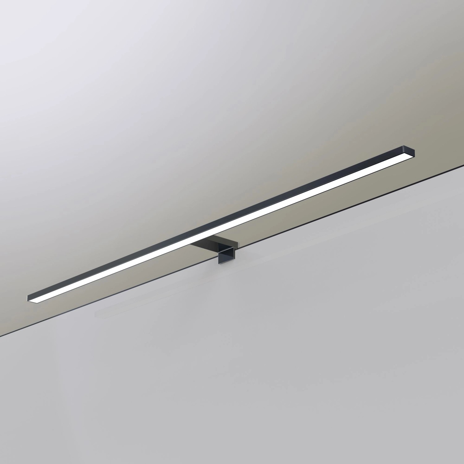 Schwarze, 100cm LED Badleuchte/Spiegellampe mit warmweißem Licht.