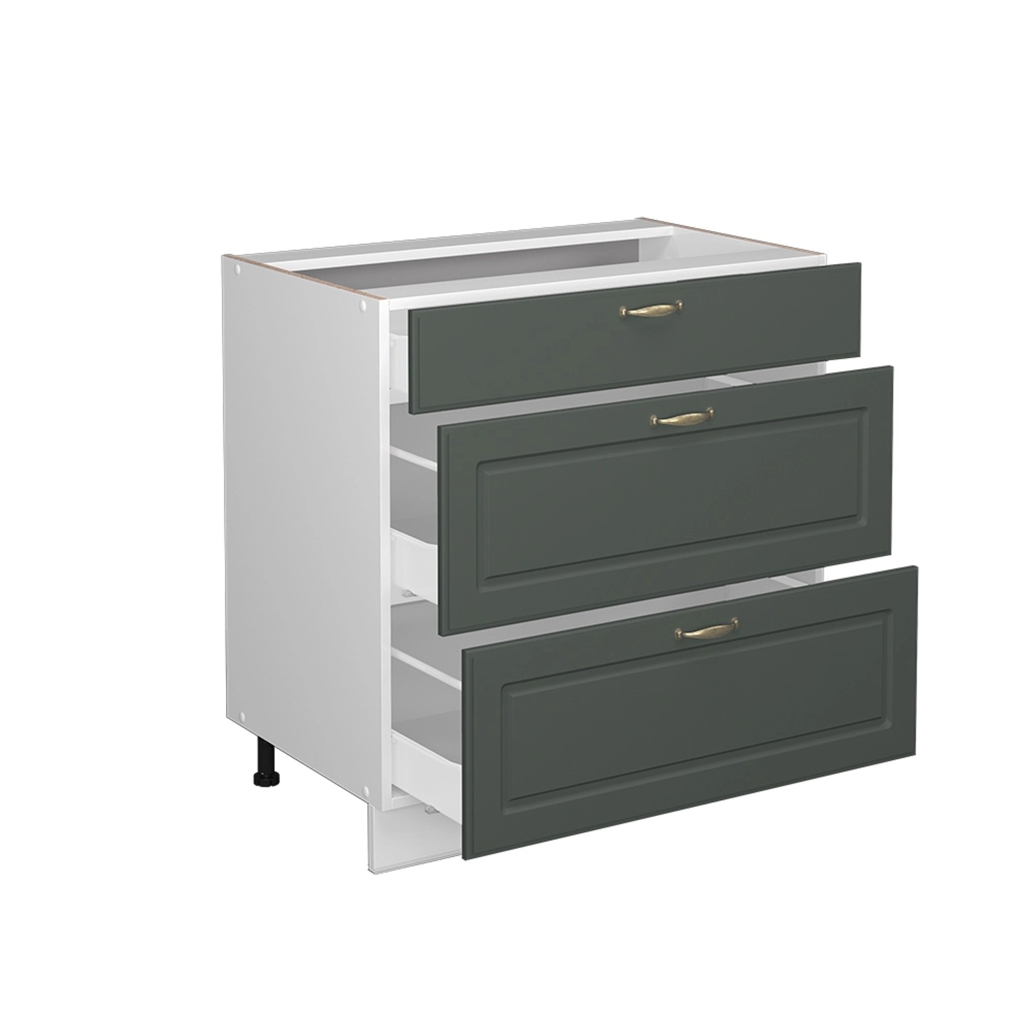 Vicco Küchenunterschrank Fame-Line Grün-Gold Landhaus/Weiß 80 cm mit 3 Schu günstig online kaufen