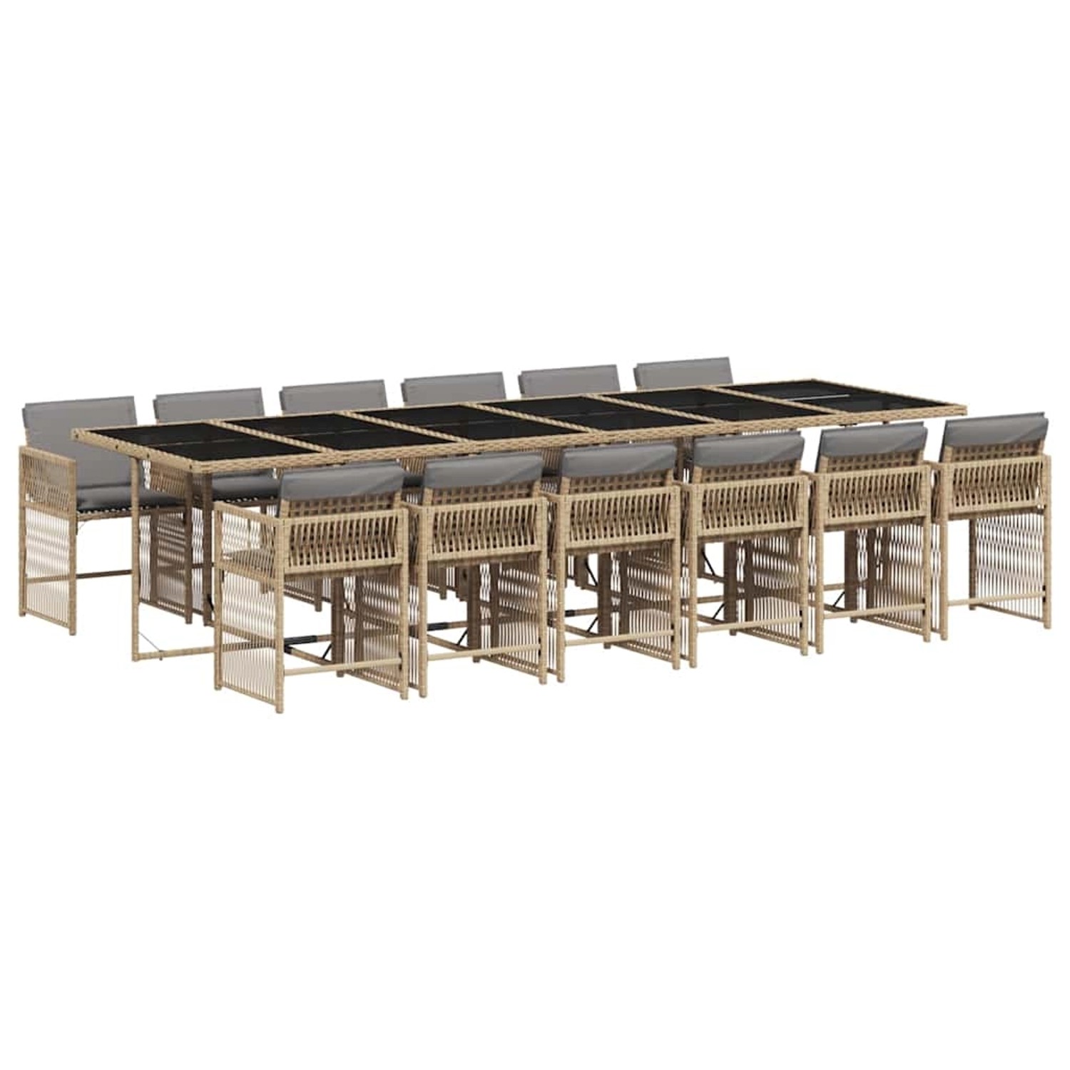 vidaXL 13-Tlg Garten-Essgruppe mit Kissen Beigemischung Poly Rattan 3211668 günstig online kaufen