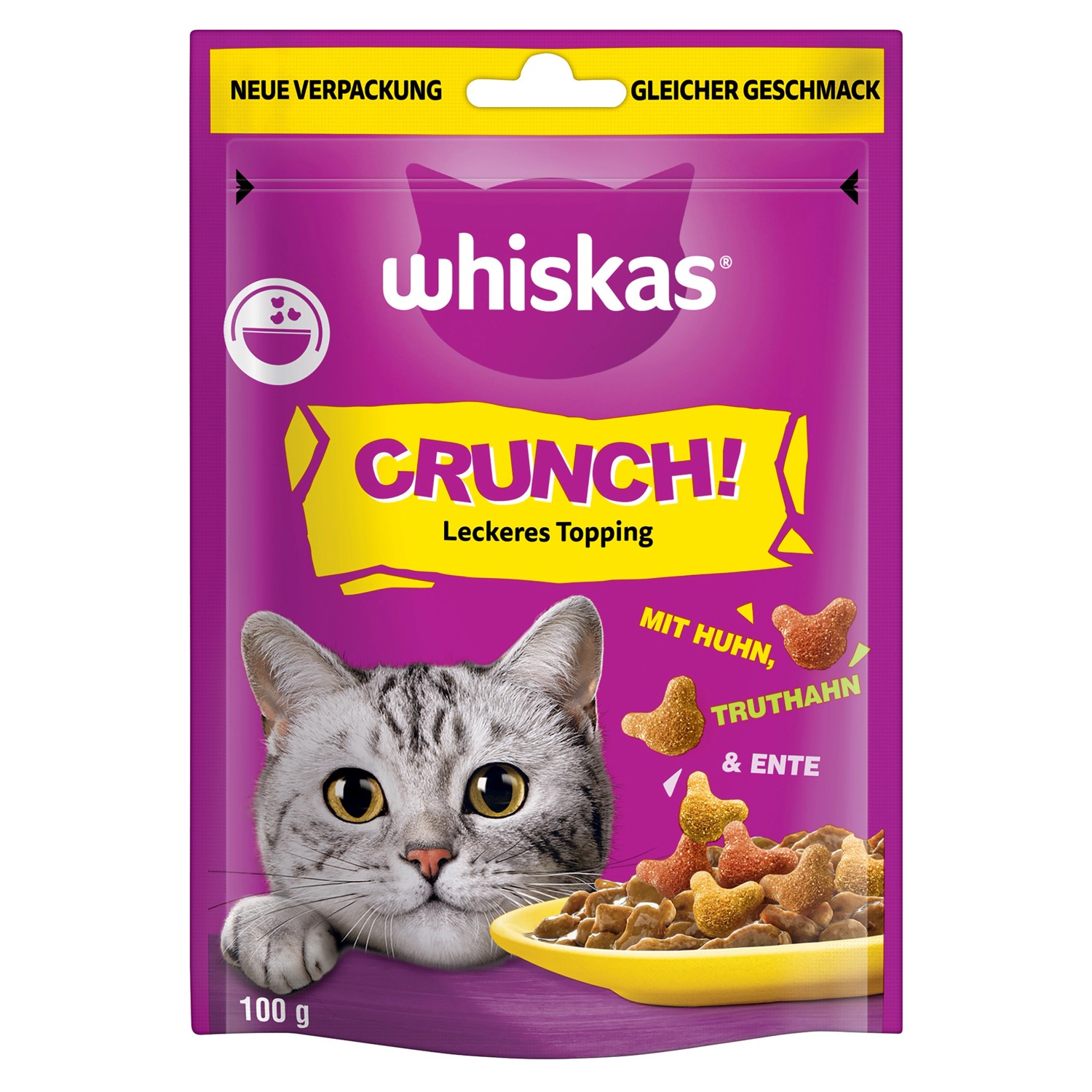 Whiskas Katzen-Ergänzungsfutter Crunch Huhn Truthahn & Ente 100 g