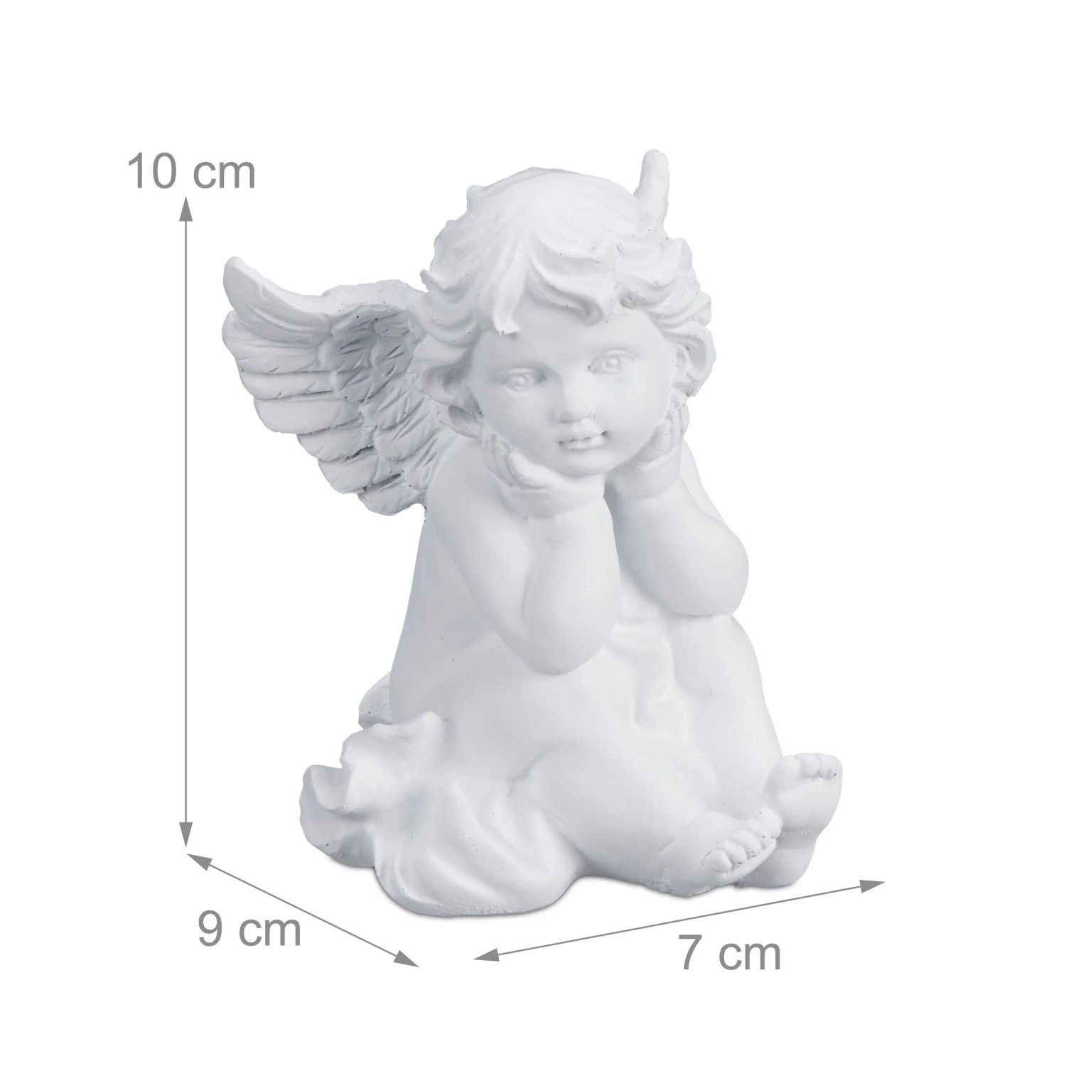 Relaxdays Grabengel 2er Set Polyresin Weiß Wetterfest 10 cm x 7 cm x 9 cm 120 g_4