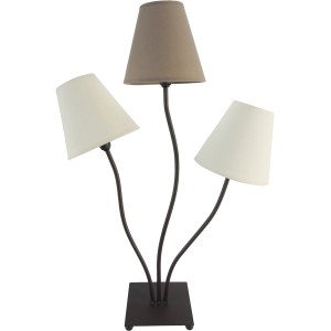 Näve Tischleuchte, 3-flammig, Fango Beige-Braun, Design-Tischlampe mit Textilschirm.