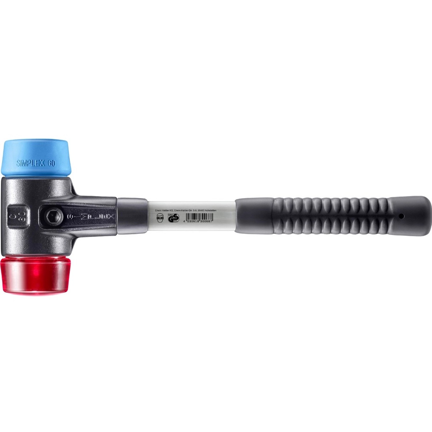 Halder Simplex Schonhammer Ø 60 mm TPE-soft Blau   Plastik Rot mit Verstärk günstig online kaufen