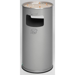 PROREGAL Klassischer Kombiascher Rund HxBxT 70 x 32 x 32 cm Verzinkter Stahl Silber