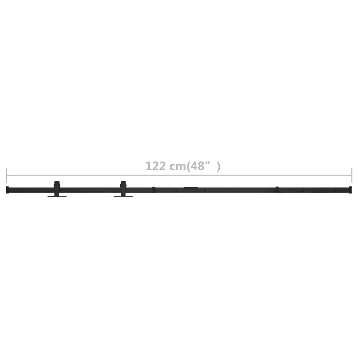 vidaXL Mini Schiebetürbeschlag Set, 122 cm, Carbonstahl, für Schranktüren.