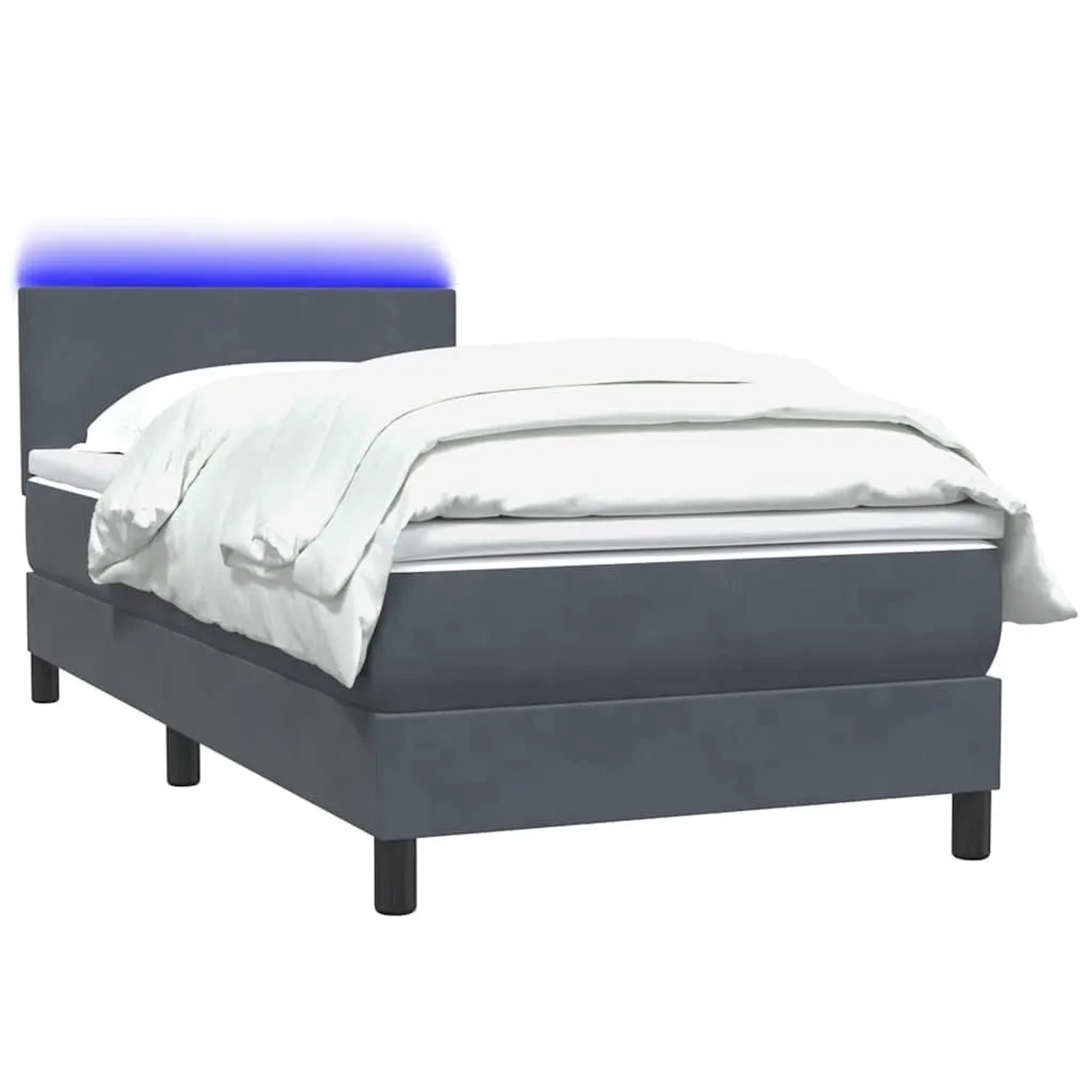 vidaXL Boxspringbett mit Matratze & LED Dunkelgrau 90x210 cm Samt 3316672 günstig online kaufen