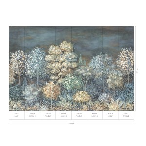 Erismann Fototapete French Forest, 400x270 cm, blau. Wald-Motiv für Wandgestaltung.