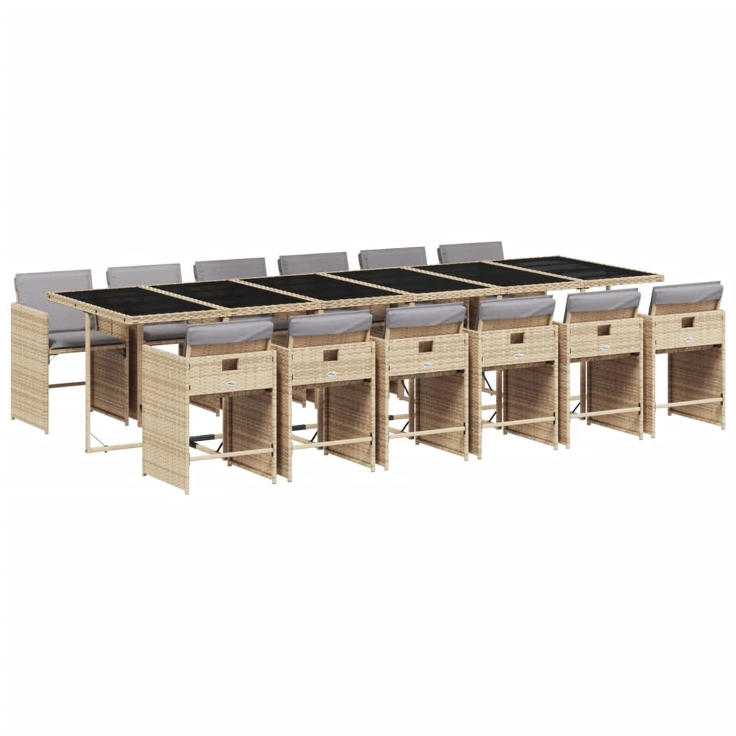vidaXL 13-Tlg Garten-Essgruppe mit Kissen Beigemischung Poly Rattan 3211128 günstig online kaufen