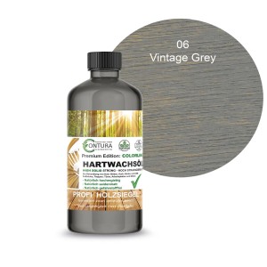 Flasche Contura Hartwachsöl Colorline Vintage Grey für Holz, Parkett und Möbel.