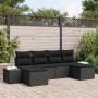 Schwarzes 6-teiliges Garten-Sofa-Set aus Poly Rattan mit Kissen von vidaXL.