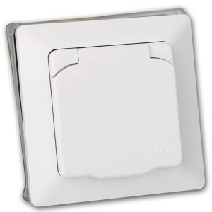 ChiliTec MILOS Steckdose mit Deckel IP44 Weiß Matt mit Rahmen