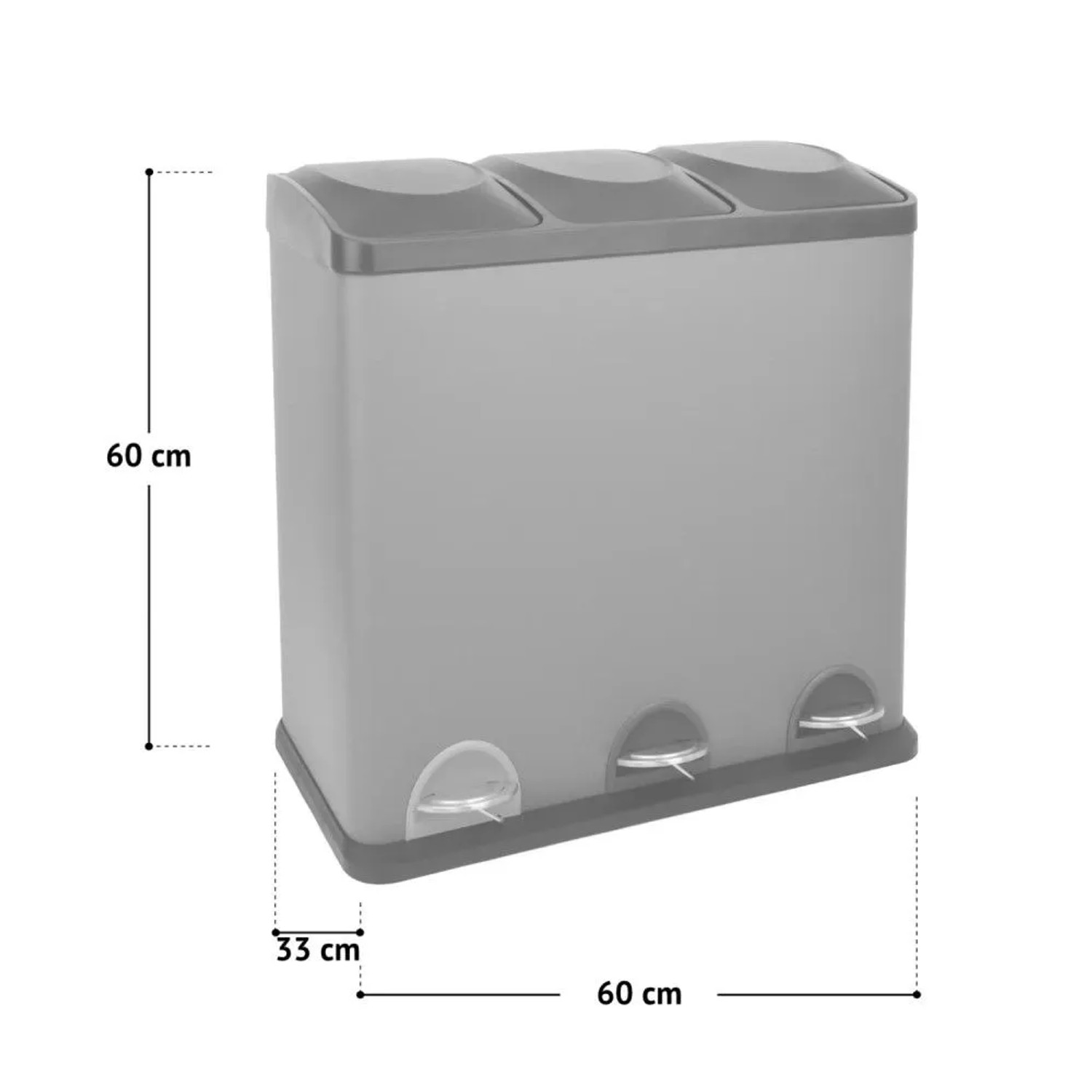 Svita TC3X20 Mülleimer 60L 3x20 Liter Treteimer Mülltrennung Abfalleimer Schwarz