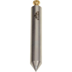 Stubai Senklot aus Stahl, 130 mm, mit spitzer Form und goldener Messingkappe für präzise Lotarbeiten.