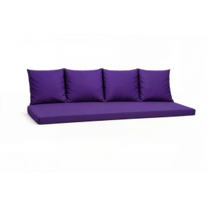 Violettes Setgarden Bankkissen für 3-Sitzer Gartenbank, bestehend aus Sitzkissen und 4 Rückenkissen.