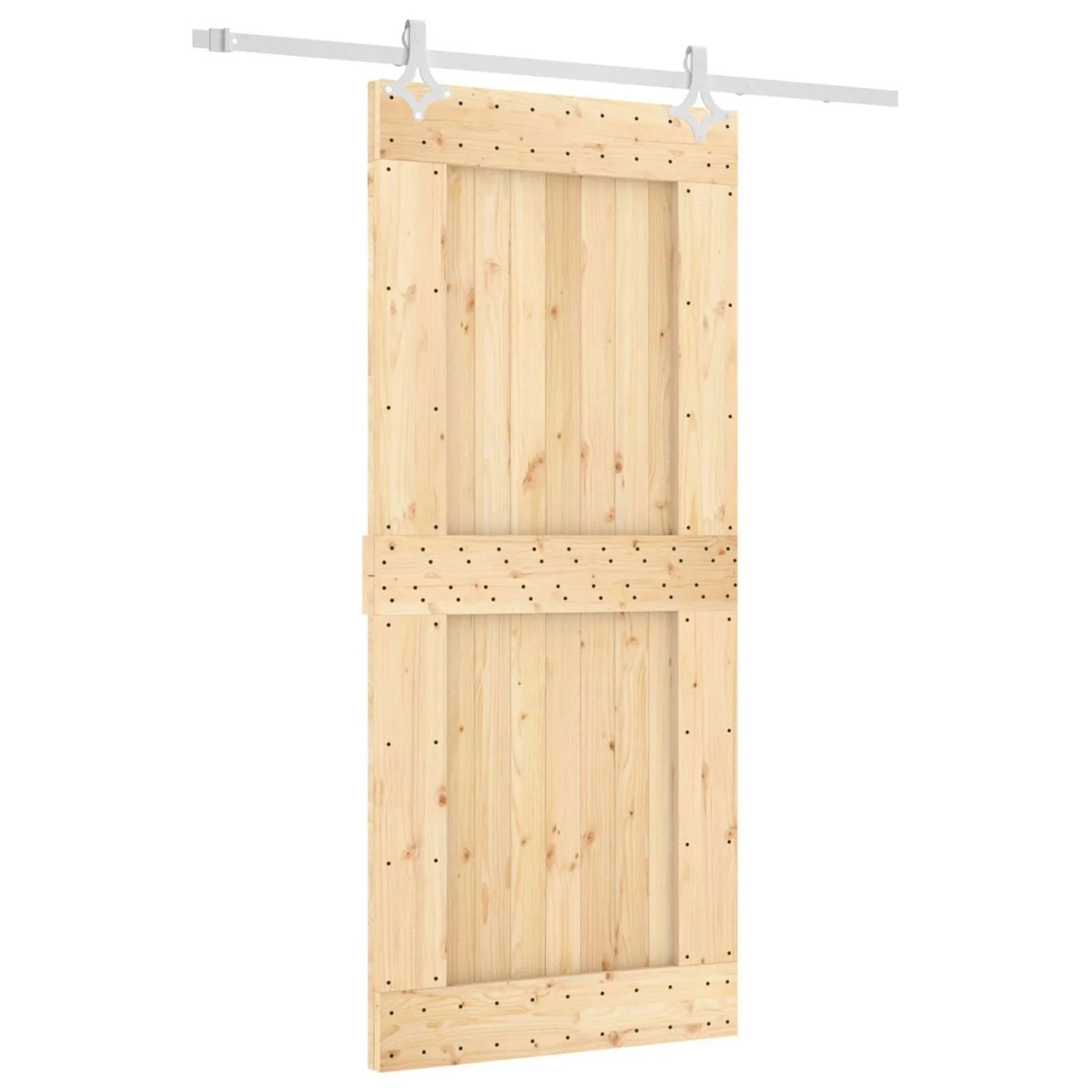 vidaXL Schiebetür Natur und Weiß 90 x 210 cm Massivkiefer 3445090