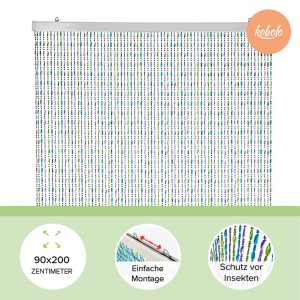 Kobolo Perlenvorhang RAINBOW 90x200 cm als Türvorhang und Deko-Element mit bunten Kunststoffperlen.