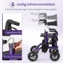 Costway Rollator mit Luftbereifung 2-In-1 Rollstuhl Bis 140 kg Lila_4