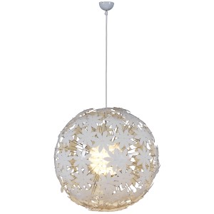 Weiße Näve Pendelleuchte Young Living mit Blumenmuster, Ø 55cm.