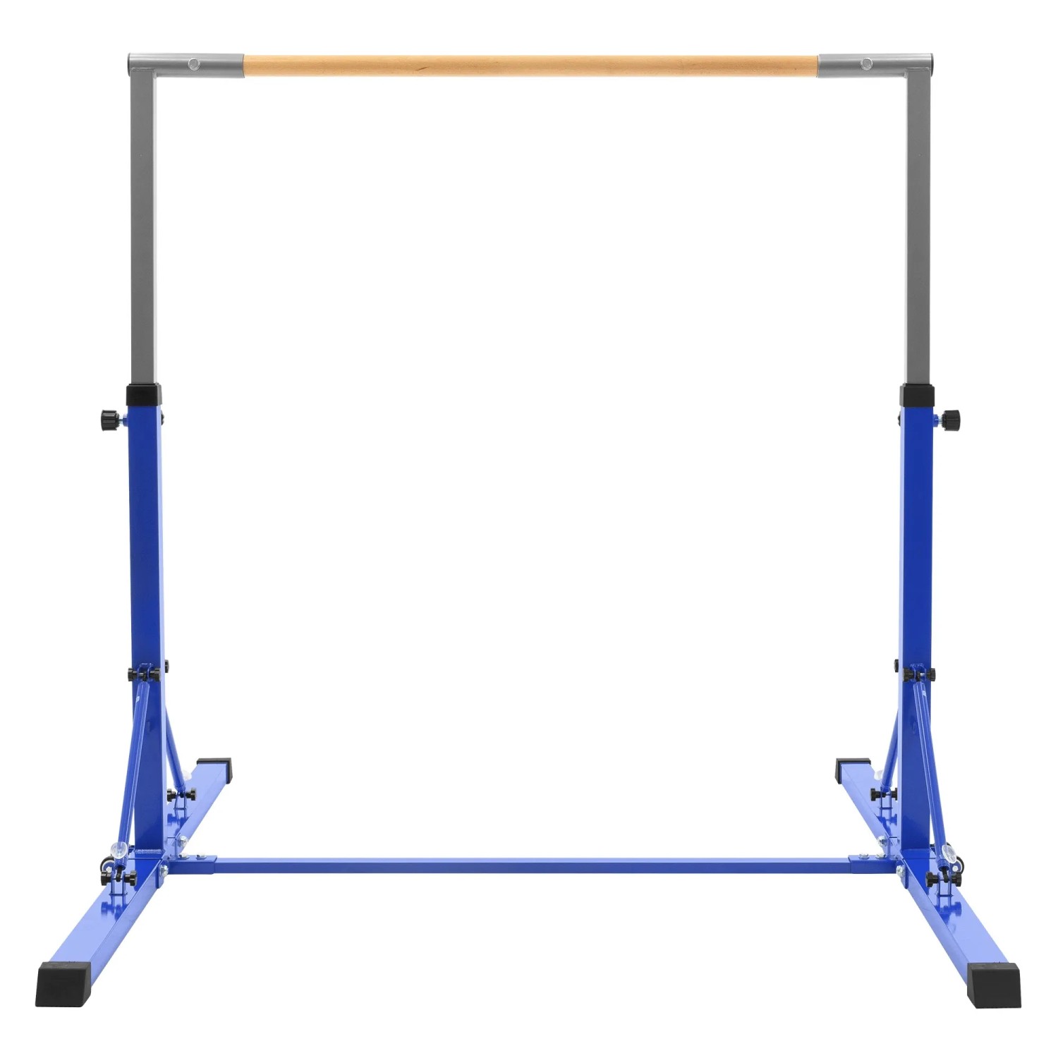 Blaues, höhenverstellbares Hauki Gymnastik Turnreck mit Holzstange, faltbar für Kinder. Spiel & Spaß.
