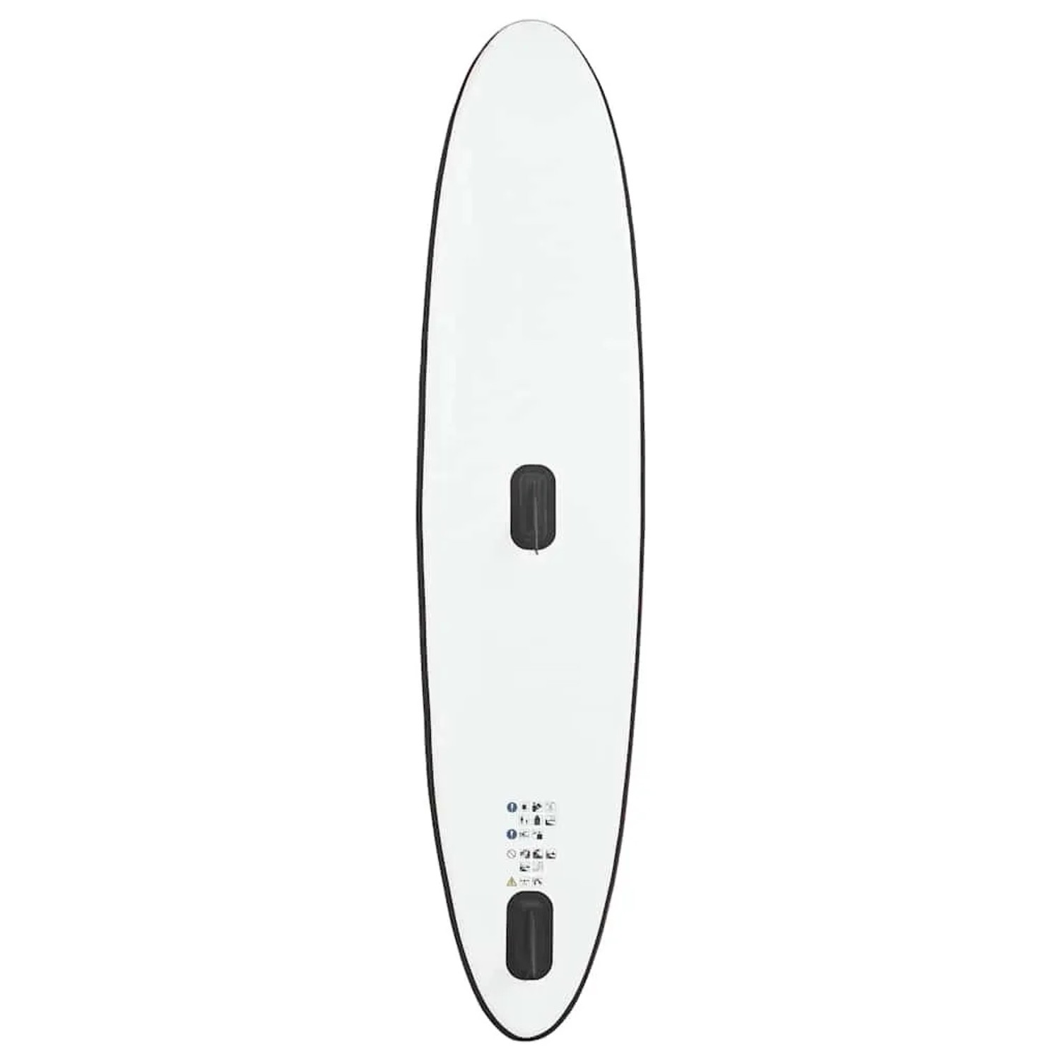 Aufblasbares, weißes SUP-Board mit schwarzem Rand und Segel von vidaXL.
