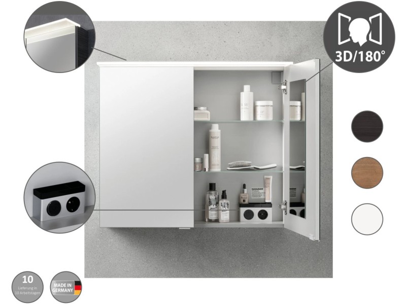 Fackelmann Spiegelschrank B.Perfekt Weiß 60 cm mit Softclose Türen | Spiegelschränke