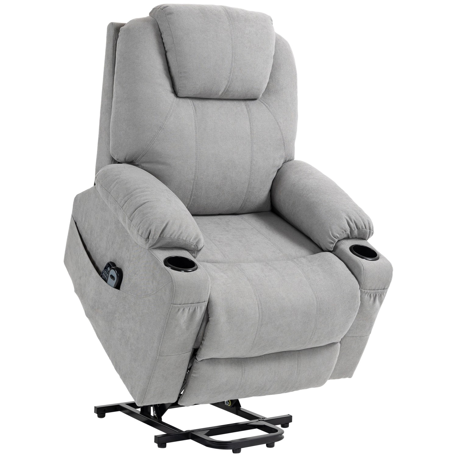 HOMCOM Elektrischer Aufstehsessel Polyester Hellgrau 90L x 101B x 107H cm günstig online kaufen