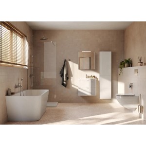 Roca Spiegelschrank Cheese 2.0 mit Steckdose und LED-Leuchte 2 Türen 60 cm Weiß