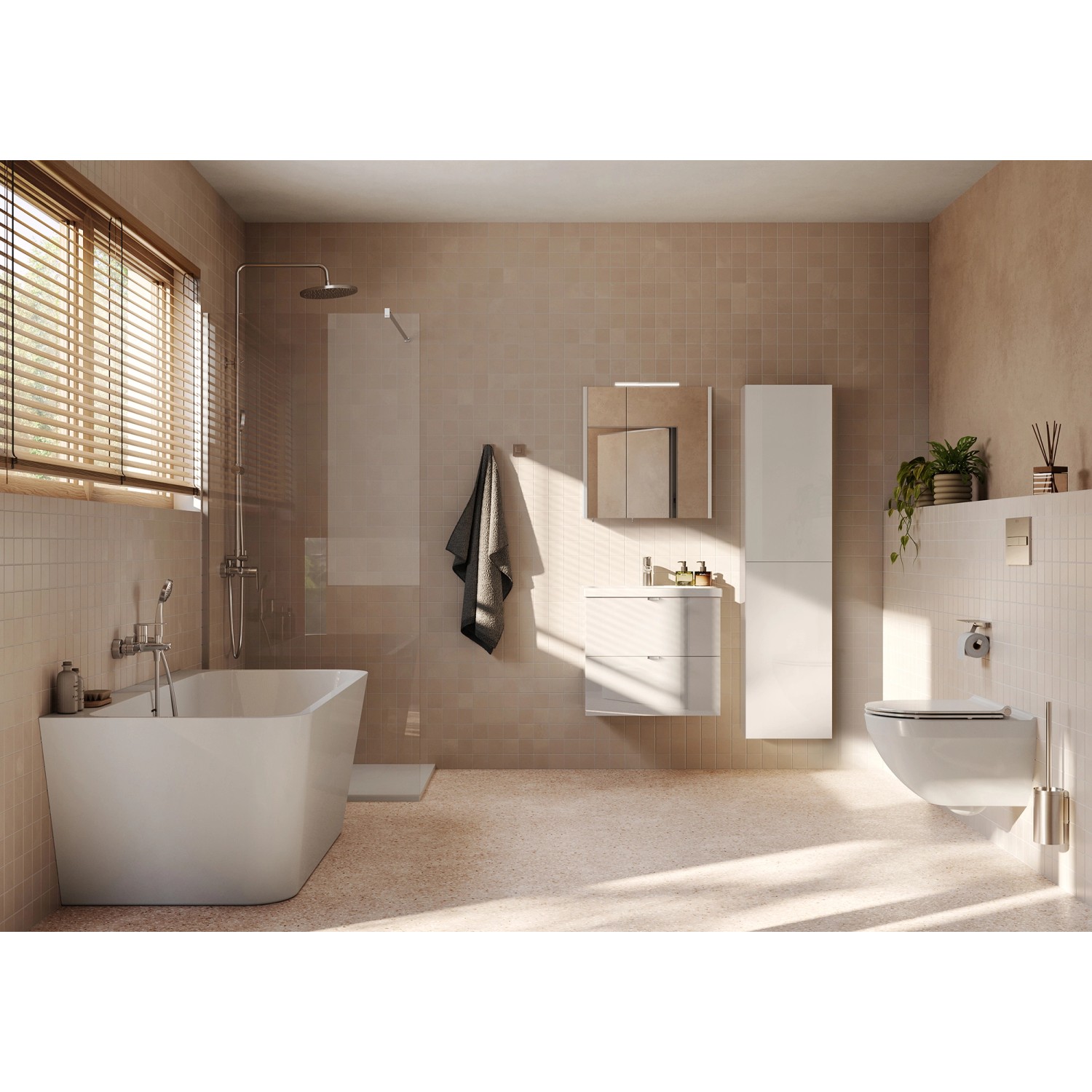 Roca Spiegelschrank Cheese 2.0 mit Steckdose und LED-Leuchte 2 Türen 60 cm Weiß_2