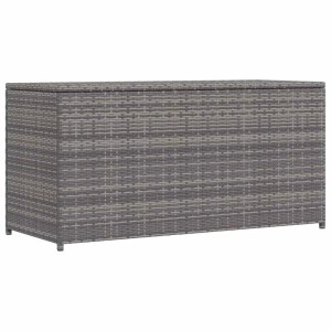 Graue Furnicato Garten-Auflagenbox aus Polyrattan, 120x50x60 cm, zur Aufbewahrung von Gartenartikeln.