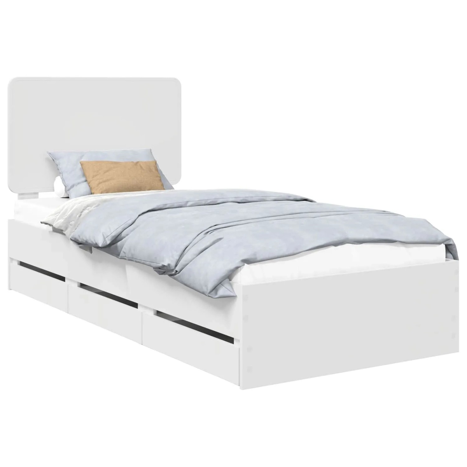 vidaXL Bettrahmen mit Schubladen Weiß 90 x 200 cm Ingenieurs Holz 3412637