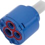 Keramikkartusche Ø 40 mm für Küchenarmatur, blau, mit drei Öffnungen und weißem Stift.