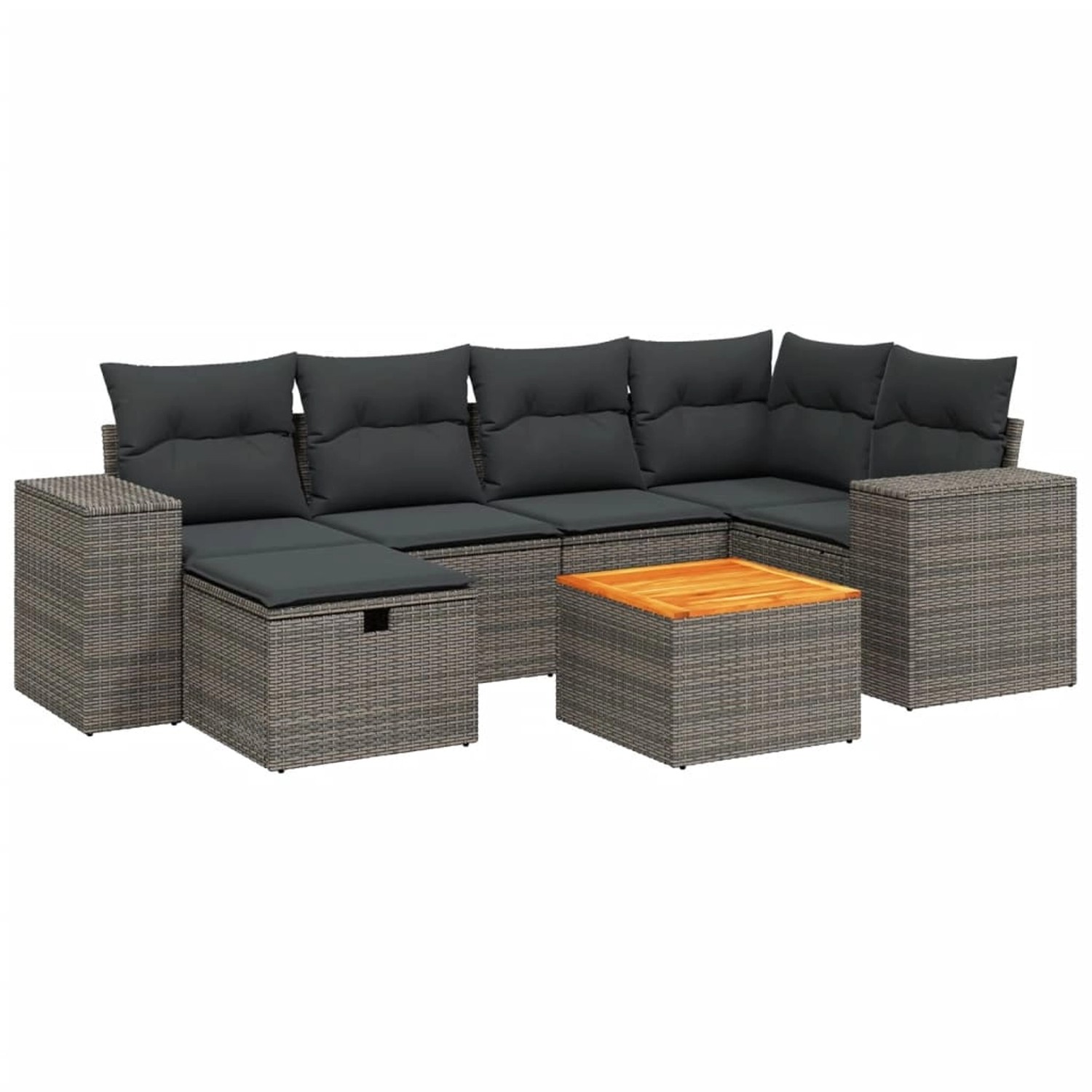 vidaXL 7-Tlg Garten-Sofagarnitur mit Kissen Grau Poly Rattan 3265176 günstig online kaufen
