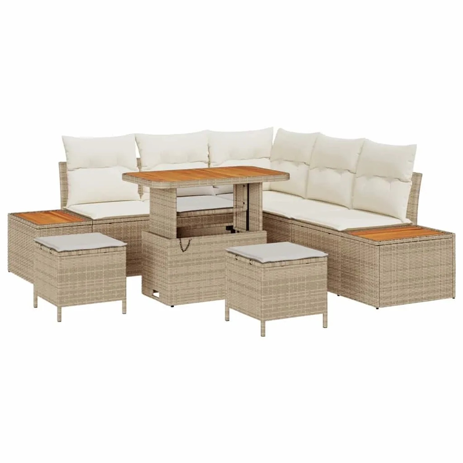 vidaXL Gartensofa-Set mit Kissen mit Speicher 8 Stk Beige Poly Rattan 33648 günstig online kaufen