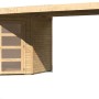 Unbehandeltes Karibu Holz-Gartenhaus Linköbing mit Pultdach und Anbau.