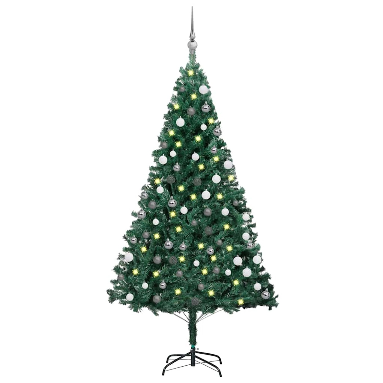 vidaXL Künstlicher Weihnachtsbaum mit Beleuchtung & Kugeln Grün 150 cm 3077707