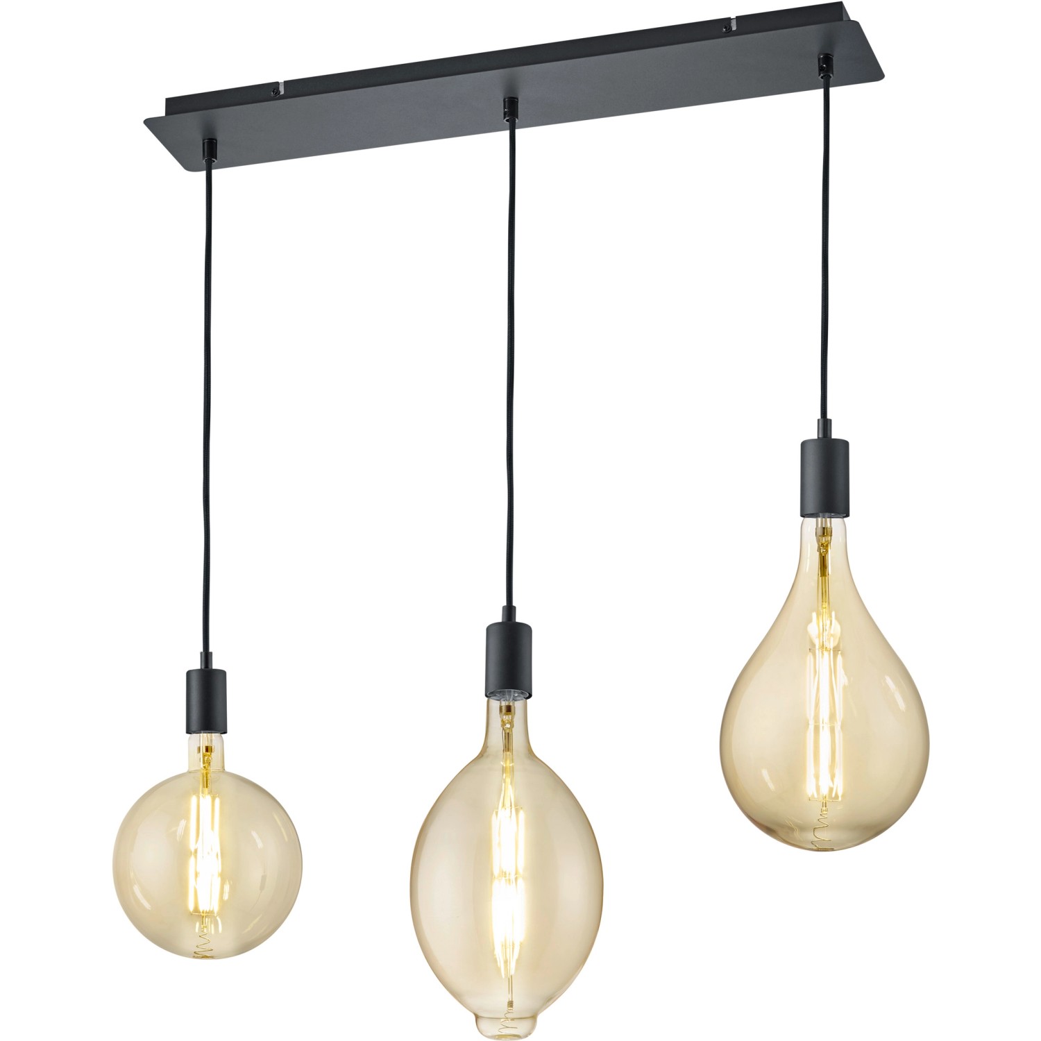 Trio LED-Deckenlampe Ginster Schwarz matt 3-flammig dimmbar kaufen bei OBI