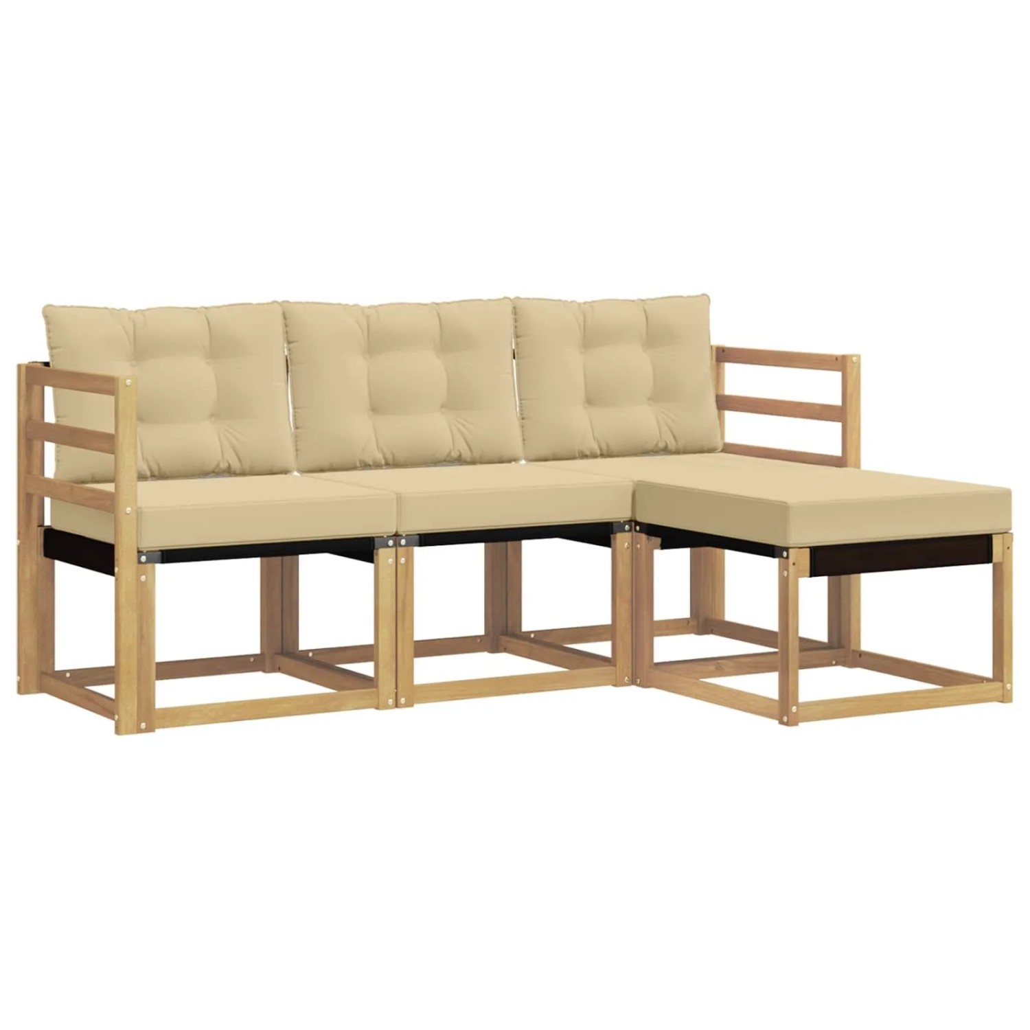 vidaXL Outdoor-Sofagarnitur mit Kissen 4-Tlg Weiß und Beige 3389347