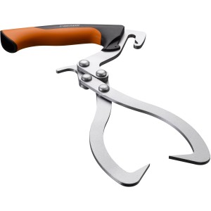 Fiskars WoodXpert Handpackzange zum Heben und Transportieren von Holzstämmen.