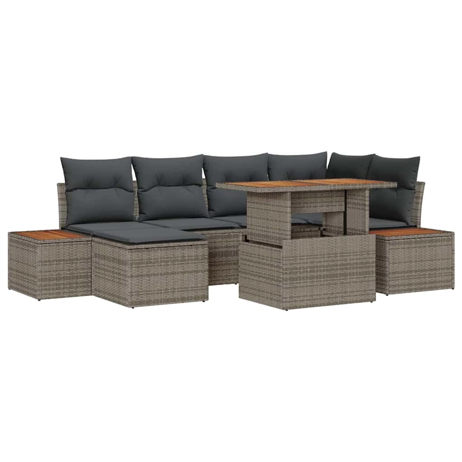 vidaXL Garten-Sofa-Set mit Speicher 7-Tlg Grau Poly Rattan 3358823 günstig online kaufen