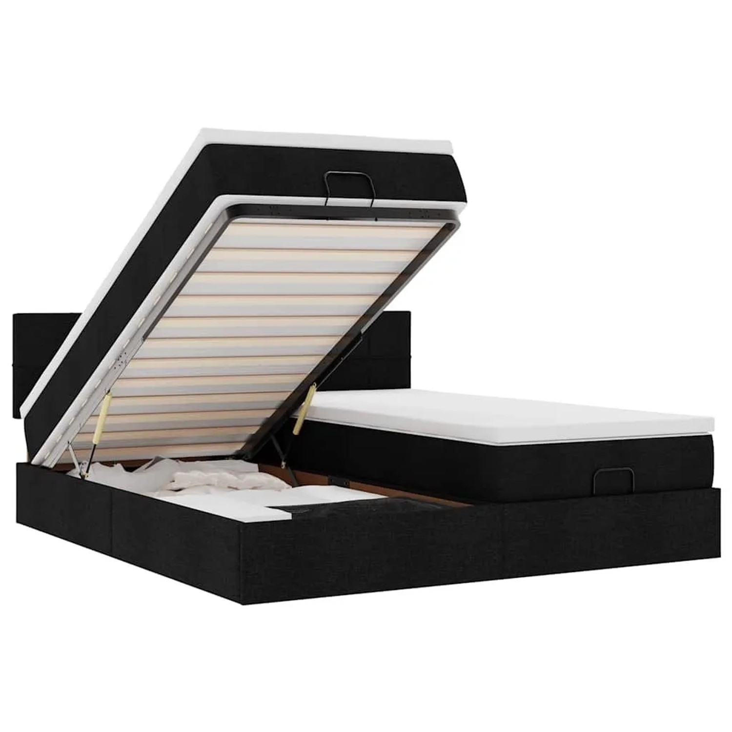 vidaXL Ottoman-Bett mit Matratzen Schwarz 200x200 cm Stoff 3312003