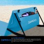 Blaue 24MOVE Strandmatte mit Rückenlehne, klappbar, mit Tasche für Strandutensilien.