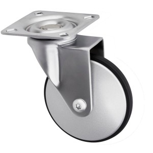 SOTECH Design Möbelrolle LINDAU, Ø75 mm, silbergrau, aus Stahl mit TPEE-Bereifung. Belastbar bis 35 kg.