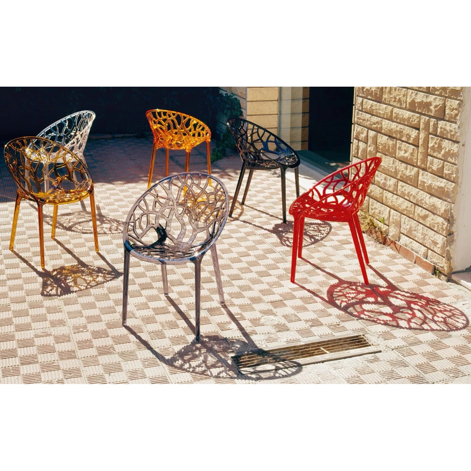 DELUKE 2er Set Stapelstuhl DENVER Kunststoff Bernstein 59x60x80cm Esszimmerstühle Gartenstuhl Stapelbar Stühle Garten_7
