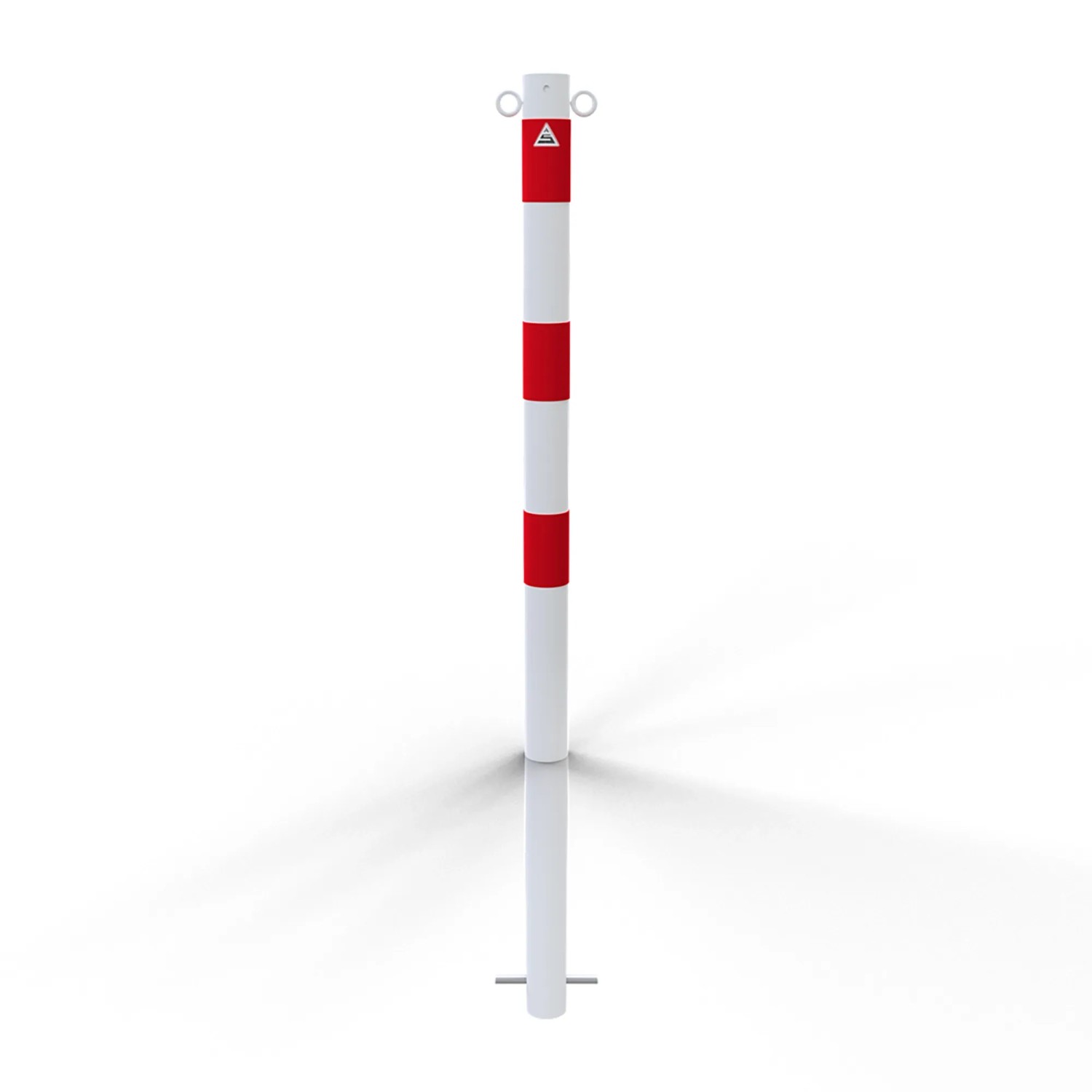 Schake Absperrpfosten, feuerverzinkt, weiß-rot, zum Einbetonieren, mit 2 Ösen (Ø 60 mm).
